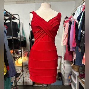 Windsor Red Ruched Wrap Mini Dress